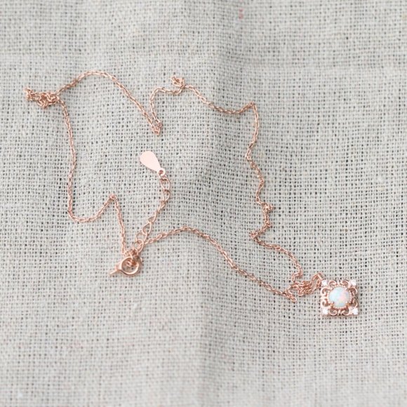 Rose Gold Fire Opal Necklace Gold Vermeil Chain - Picture 6 of 6